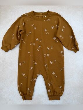 🆕 Rylee + Cru Brown Star-Print Long Sleeve Romper